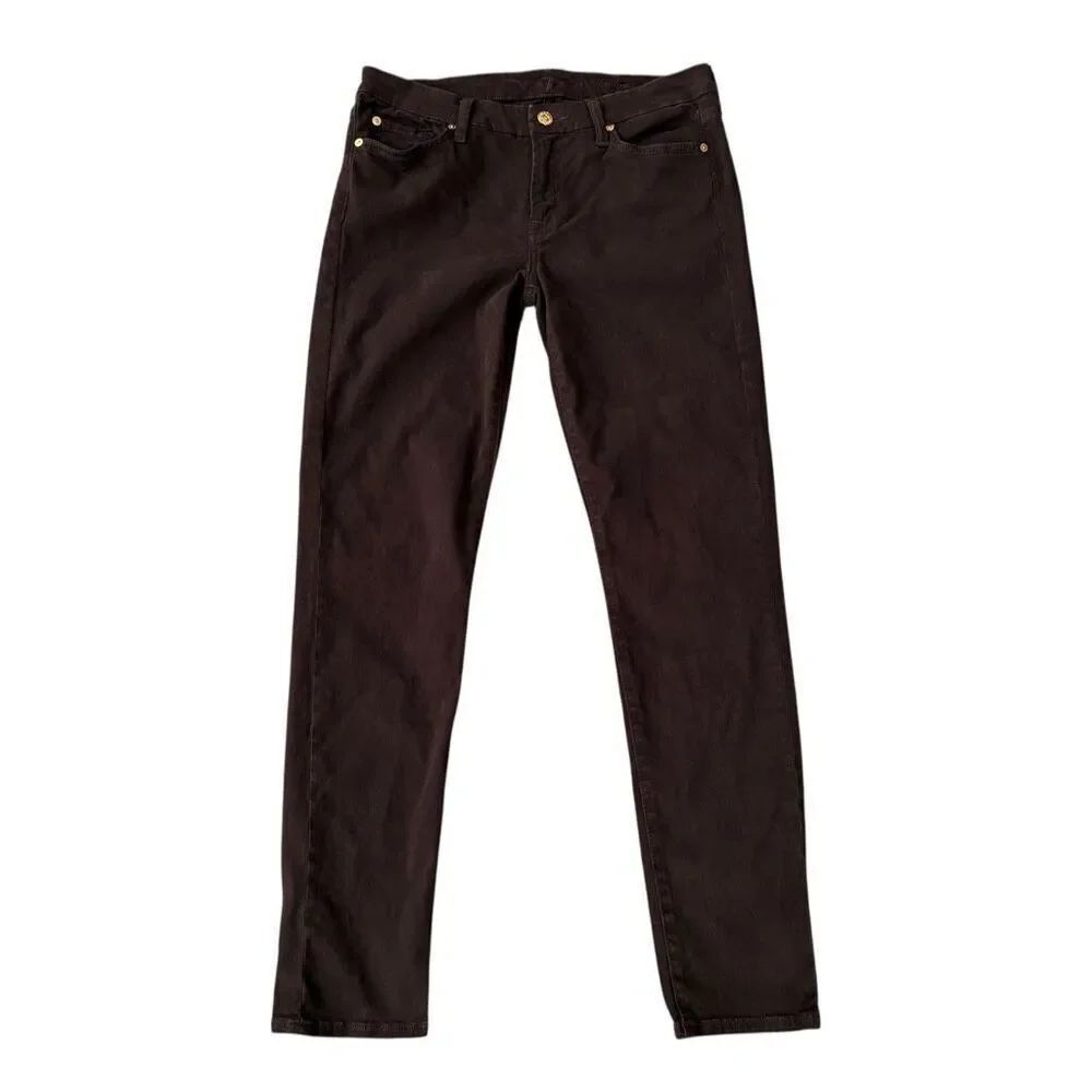 7 FOR ALL MANKIND WOMENS slim Cigarette skinny jeans brown denim sz 30